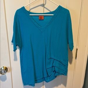 Oh My Gauze! Teal V-Neck Short Sleeve Top